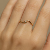 CROSSED SOLITAIRE RING WITH 0.020 CARAT DIAMOND HELENE