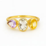 RING WITH GREEN TOPAZ, CITRINE, AND AMETHYST JESS