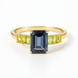 TOPAZ RING LONDON BLUE AND OLIVINE DORA HALLIE