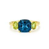 TOPAZ RING LONDON BLUE AND OLIVINE ELSIE