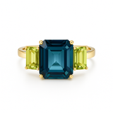 TOPAZ RING LONDON BLUE AND OLIVINE DORA HALLIE