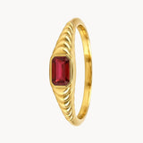 ANILLO SELLO GALLONES CON RUBI EN TALLA ESMERALDA
