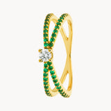 JAIDA EMERALD AND DIAMOND RING
