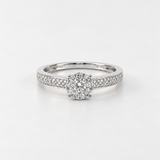 ANILLO ROSETON DE DIAMANTES CON PAVE