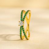 JAIDA EMERALD AND DIAMOND RING