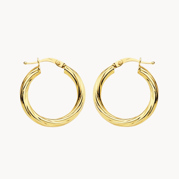 STRIATED SHINY HOOP EARRINGS 21MM