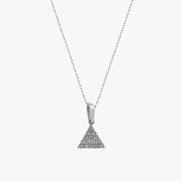 Colgante Oro blanco 18kt triángulo con diamantes Tatienne