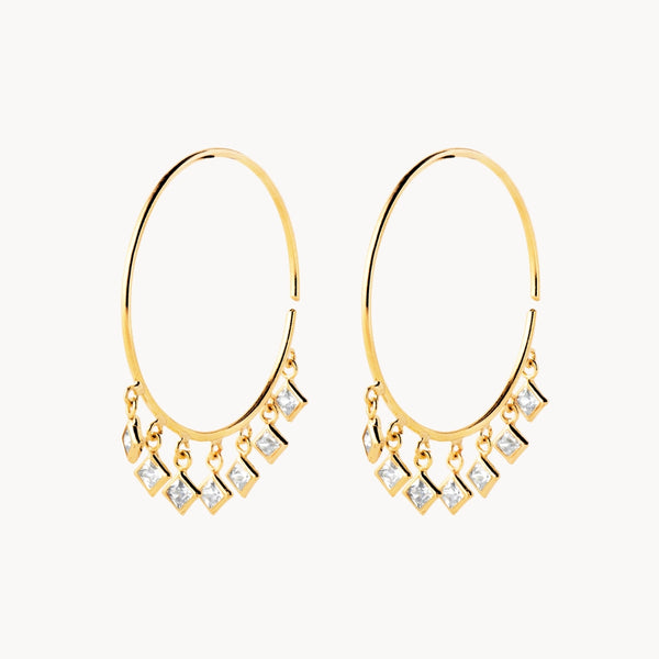 RHOMBUS HOOP EARRINGS WITH ZIRCONIA 20MM