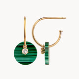 HOOP EARRINGS WITH MALACHITE AND ZIRCONIA RHEIA