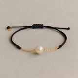 PULSERA MACRAME CADENA Y PERLA JANIE