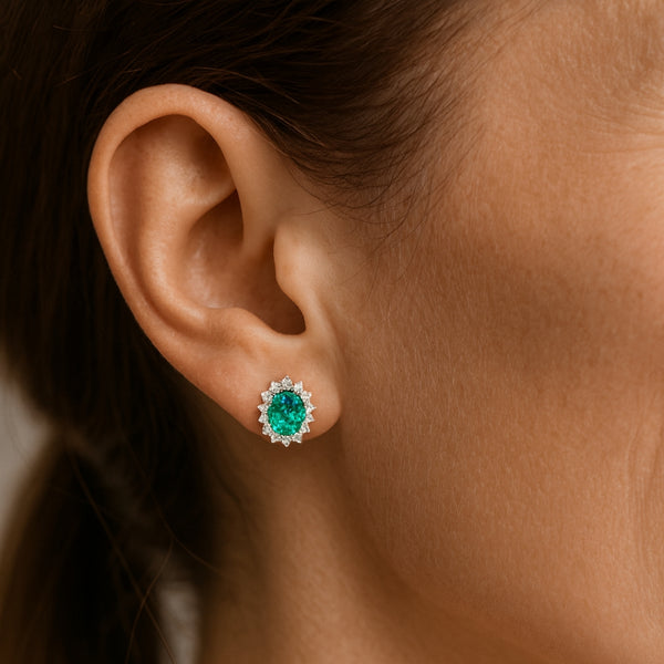PENDIENTES ESMERALDAS Y DIAMANTES CREADOS COLECCION ASTRA