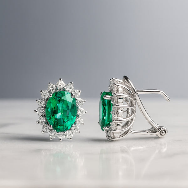 PENDIENTES ESMERALDAS Y DIAMANTES CREADOS COLECCION ASTRA