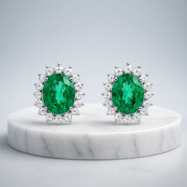 PENDIENTES ESMERALDAS Y DIAMANTES CREADOS COLECCION ASTRA