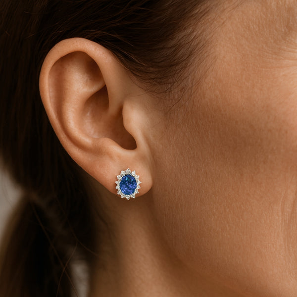 PENDIENTES ZAFIROS Y DIAMANTES CREADOS COLECCION ASTRA