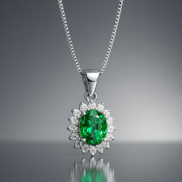 COLGANTE ESMERALDA Y DIAMANTES CREADOS COLECCION ASTRA