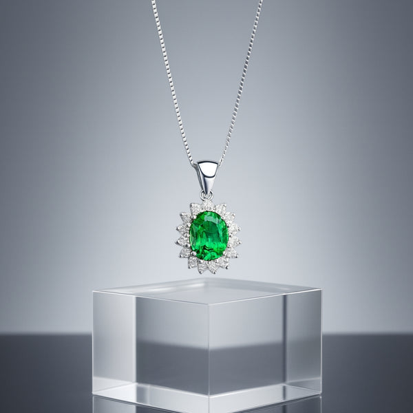 COLGANTE ESMERALDA Y DIAMANTES CREADOS COLECCION ASTRA
