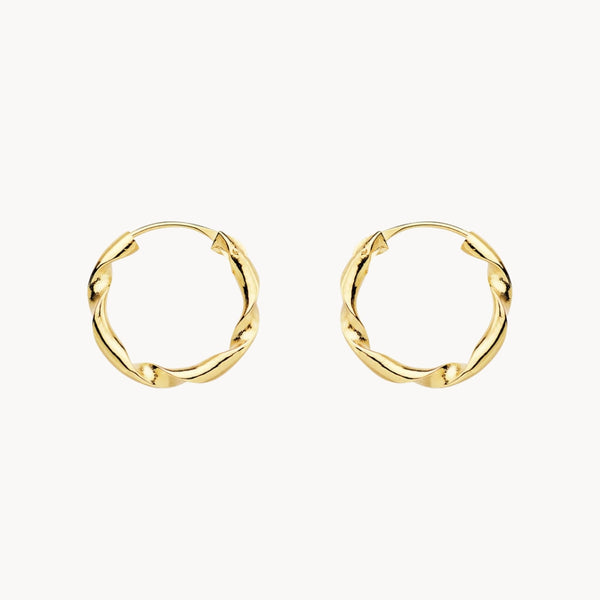 HOOP EARRINGS BRAIDED SHAPE TWISTED EFFECT 14MM