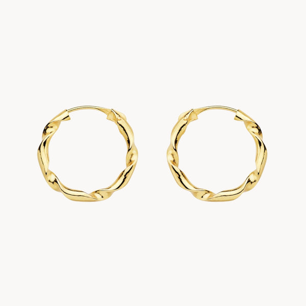 HOOP EARRINGS BRAIDED SHAPE TWISTED EFFECT 16MM