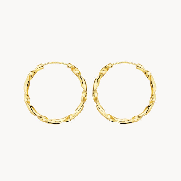 HOOP EARRINGS BRAIDED SHAPE TWISTED EFFECT 20MM