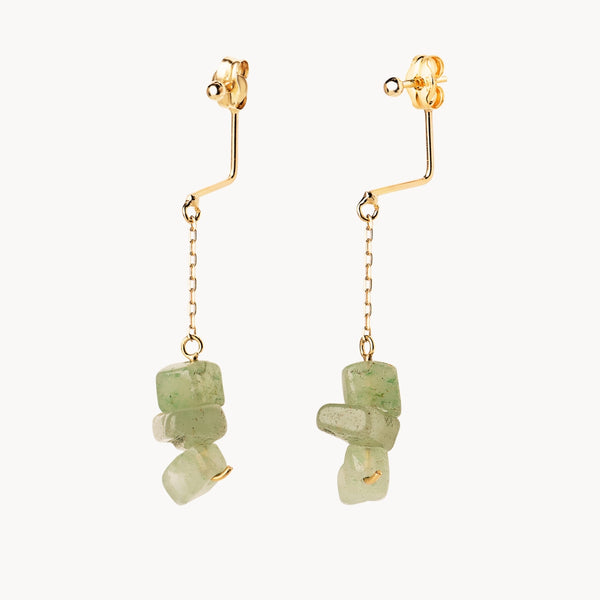 Chain Earrings with Ball and Green Quartzes Maleah