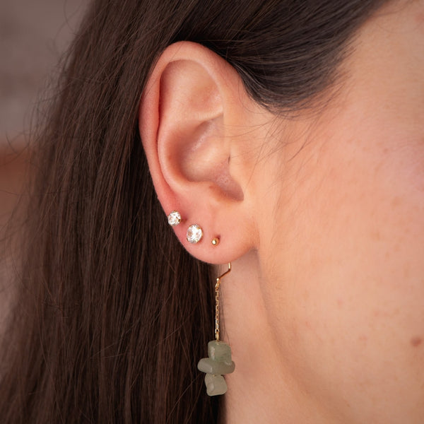 Chain Earrings with Ball and Green Quartzes Maleah