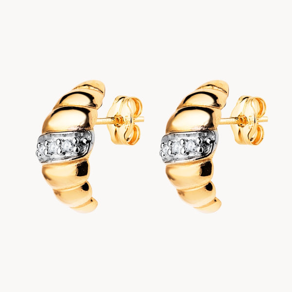 Hoop Earrings with Cubic Zirconia III Croissant