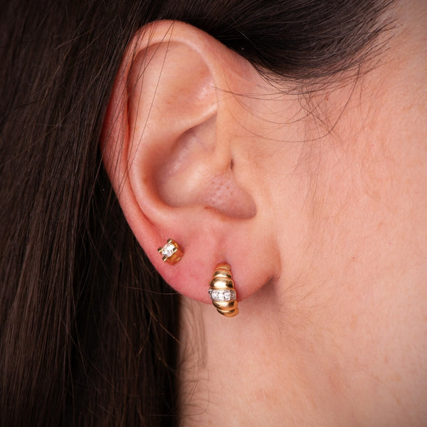 Hoop Earrings with Cubic Zirconia III Croissant