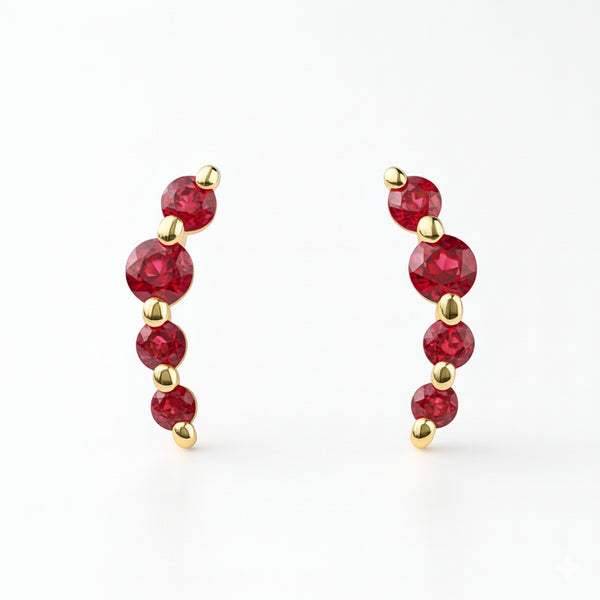 CLIMBER EARRINGS WITH RUBIES LAURIE