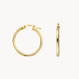 ROUND TUBE GOLD HOOP EARRINGS 24MM