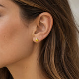 PENDIENTES CON ZAFIRO AMARILLO Y DIAMANTE