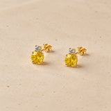 PENDIENTES CON ZAFIRO AMARILLO Y DIAMANTE