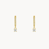 Brincos de argola com diamante pendente