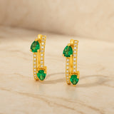 PENDIENTES DOBLE ARO ESMERALDAS CON DIAMANTES ROSELLA