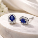 PENDIENTES ZAFIRO Y ORLA DE DIAMANTES ANORA