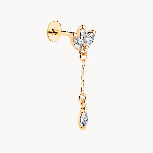 EAR PIERCING CHAIN LEAF AND ZIRCONIA VASANTA II