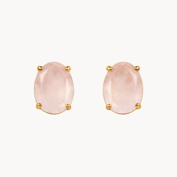 EARRINGS WITH ROSE QUARTZ CLAW SETTING