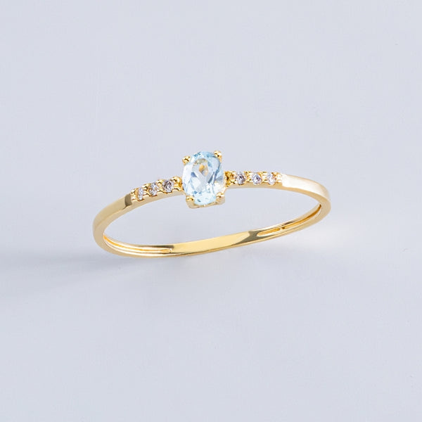 AQUAMARINE AND DIAMOND RING BIRGIT
