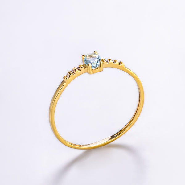 AQUAMARINE AND DIAMOND RING BIRGIT