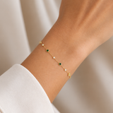 PULSERA CON CIRCONITAS Y ESMALTE VERDE