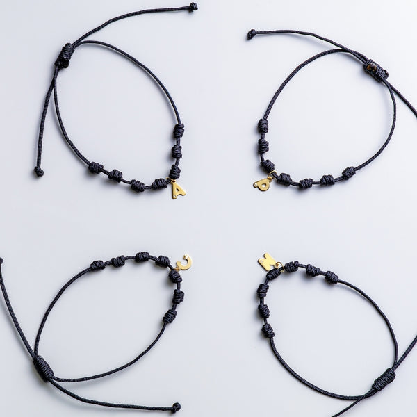 MACRAME INITIAL BRACELET WITH DIAMOND