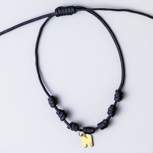 MACRAME INITIAL BRACELET WITH DIAMOND