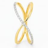 DOUBLE CROSSED RING WITH DIAMONDS HERTHA