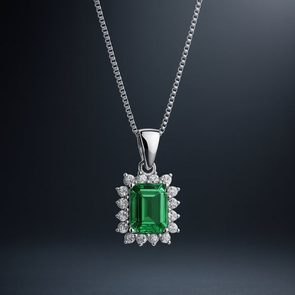 COLGANTE ESMERALDA Y DIAMANTES CREADOS COLECCION ASTRA