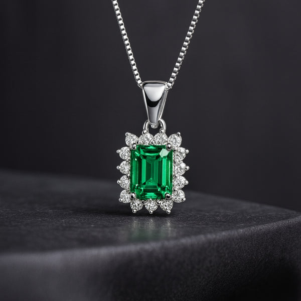 COLGANTE ESMERALDA Y DIAMANTES CREADOS COLECCION ASTRA