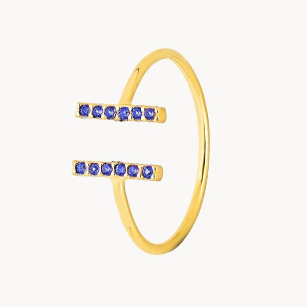 Anillo abierto barras Oro 18kt con circonitas Yaffa