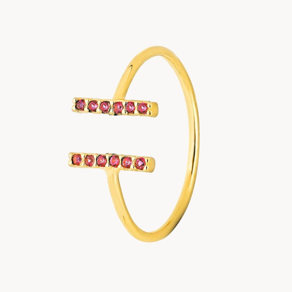 Anillo abierto barras Oro 18kt con circonitas Yaffa