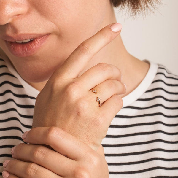 Anillo abierto Oro rosa 18 kilates con diamantes Iris