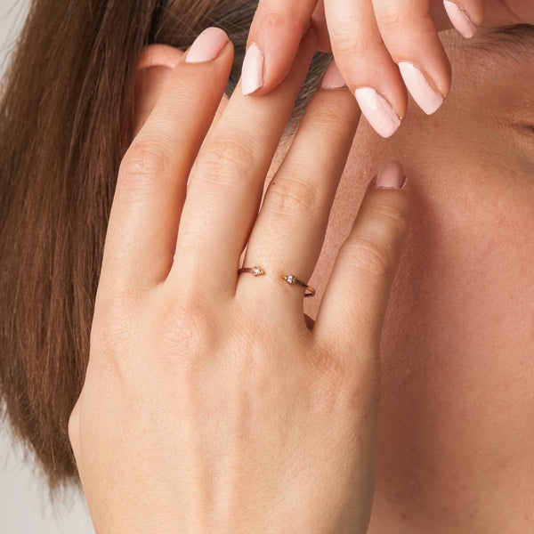 Anillo abierto Oro rosa 18kt diamantes Milana