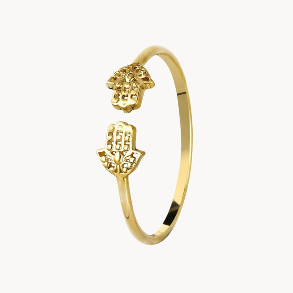Anillo abierto Oro 18kt manos de Fatima