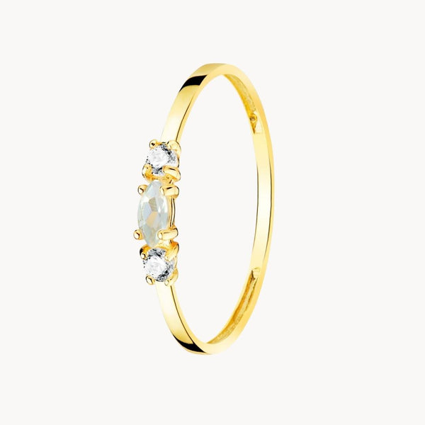 Anillo Oro 18kt aguamarina y circonitas Aina